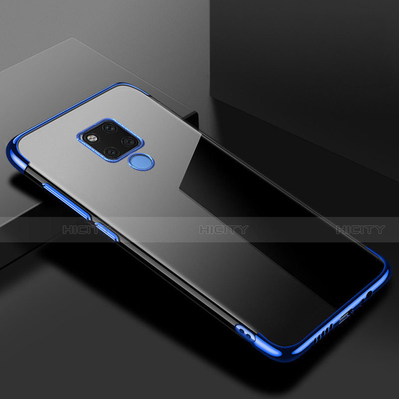 Custodia Silicone Trasparente Ultra Sottile Cover Morbida S01 per Huawei Mate 20 X 5G Blu