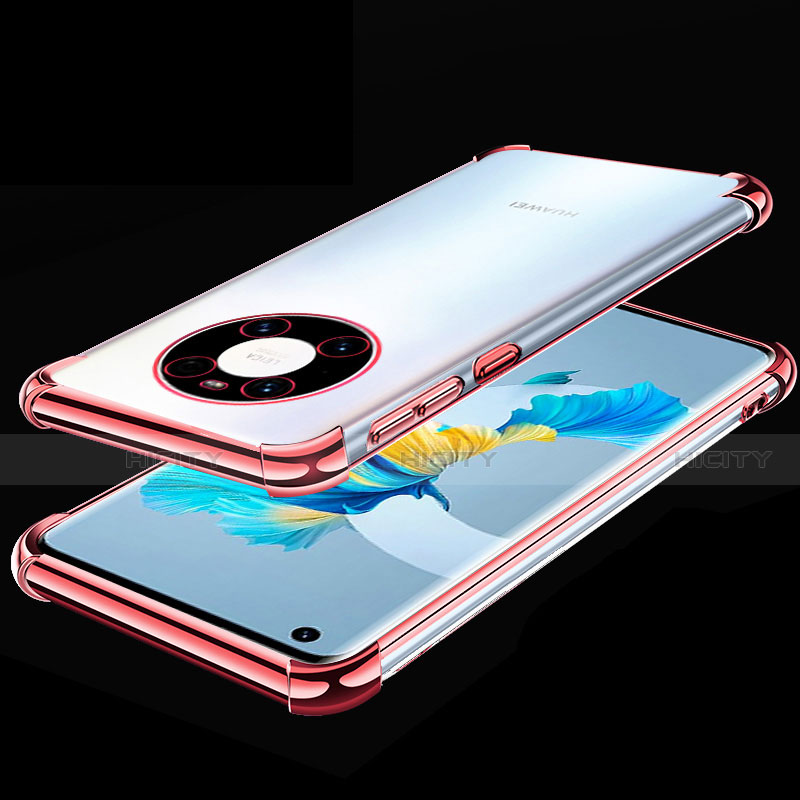 Custodia Silicone Trasparente Ultra Sottile Cover Morbida S01 per Huawei Mate 40E 5G Oro Rosa