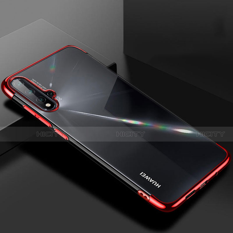 Custodia Silicone Trasparente Ultra Sottile Cover Morbida S01 per Huawei Nova 5 Pro Rosso