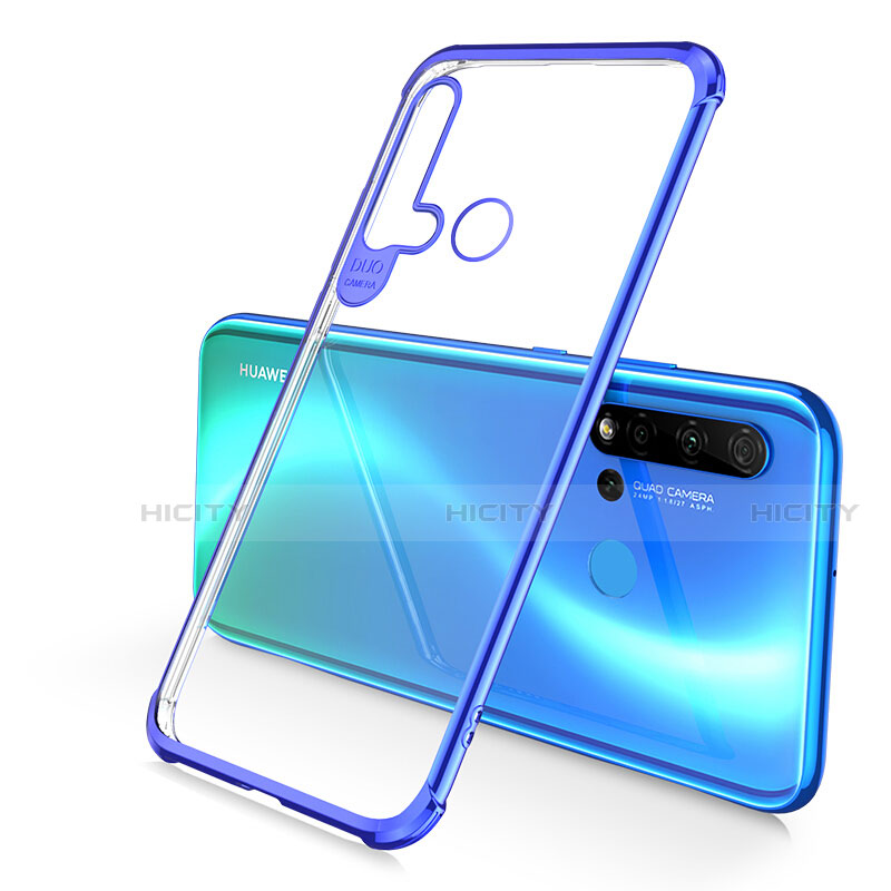 Custodia Silicone Trasparente Ultra Sottile Cover Morbida S01 per Huawei P20 Lite (2019) Blu