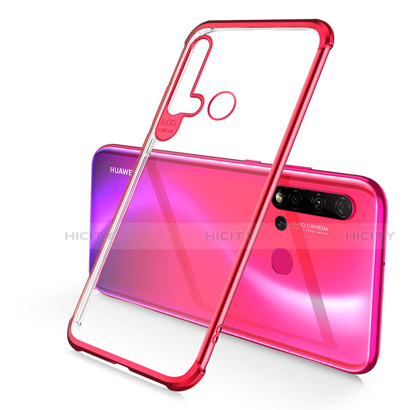 Custodia Silicone Trasparente Ultra Sottile Cover Morbida S01 per Huawei P20 Lite (2019) Rosso