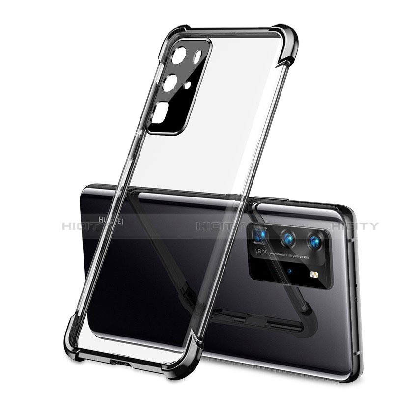 Custodia Silicone Trasparente Ultra Sottile Cover Morbida S01 per Huawei P40 Pro Nero