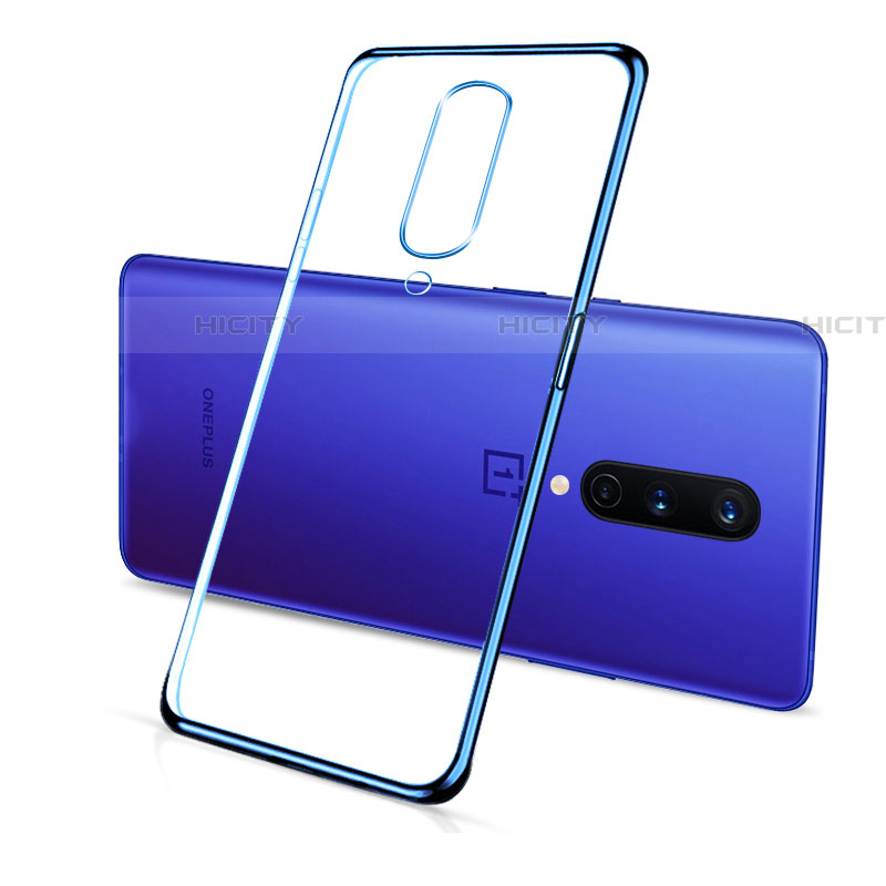 Custodia Silicone Trasparente Ultra Sottile Cover Morbida S01 per OnePlus 8 Blu