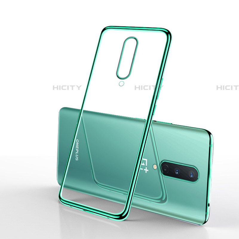 Custodia Silicone Trasparente Ultra Sottile Cover Morbida S01 per OnePlus 8 Verde