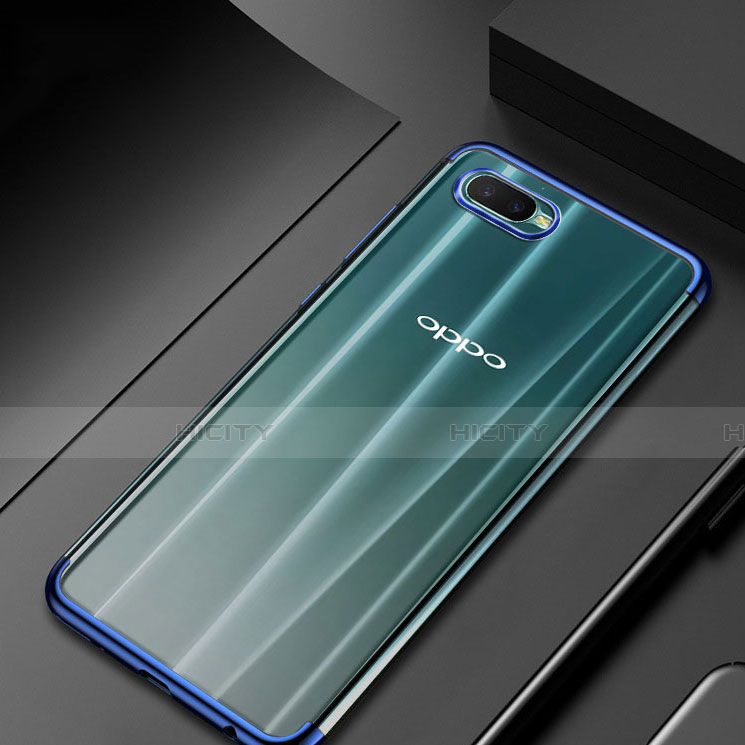 Custodia Silicone Trasparente Ultra Sottile Cover Morbida S01 per Oppo R17 Neo Blu