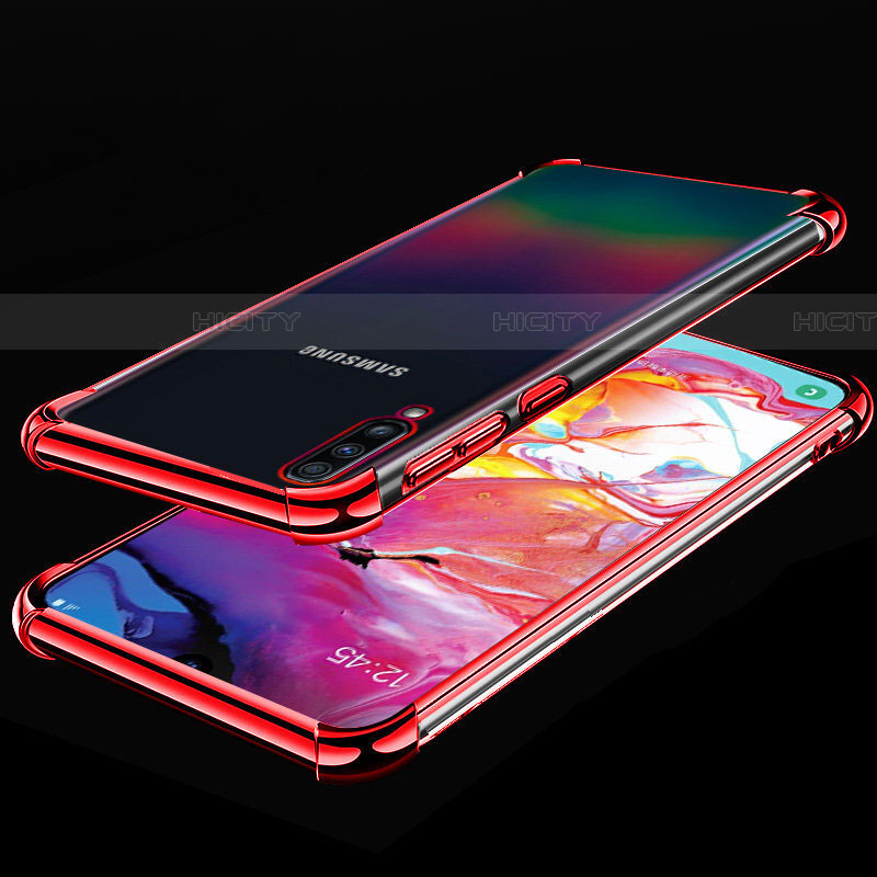 Custodia Silicone Trasparente Ultra Sottile Cover Morbida S01 per Samsung Galaxy A70 Rosso