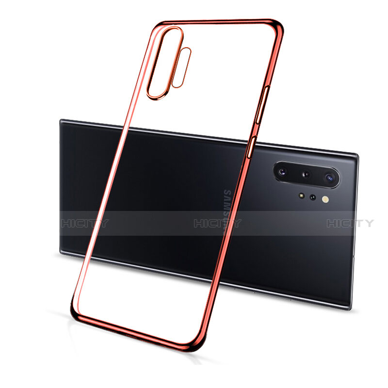 Custodia Silicone Trasparente Ultra Sottile Cover Morbida S01 per Samsung Galaxy Note 10 Plus Rosso