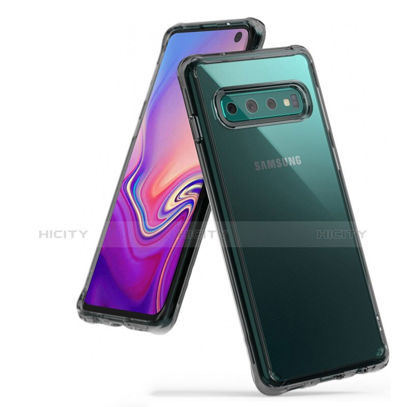 Custodia Silicone Trasparente Ultra Sottile Cover Morbida S01 per Samsung Galaxy S10 Grigio