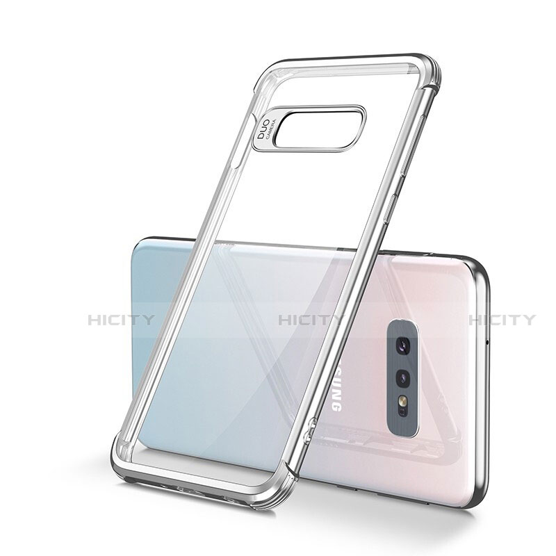 Custodia Silicone Trasparente Ultra Sottile Cover Morbida S01 per Samsung Galaxy S10e Argento
