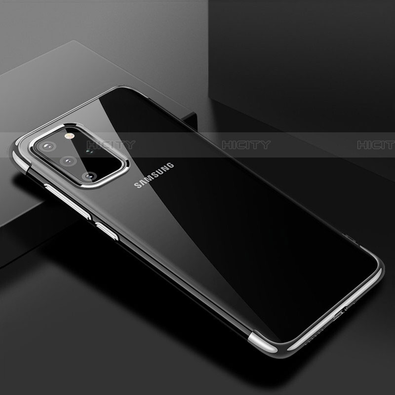 Custodia Silicone Trasparente Ultra Sottile Cover Morbida S01 per Samsung Galaxy S20 Plus Argento