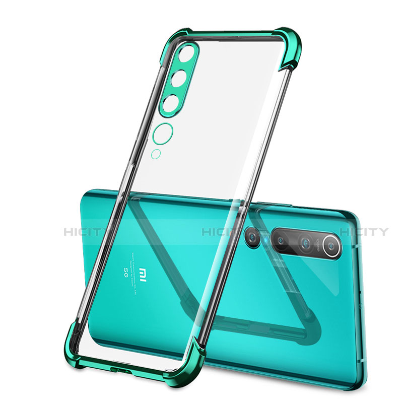 Custodia Silicone Trasparente Ultra Sottile Cover Morbida S01 per Xiaomi Mi 10 Verde