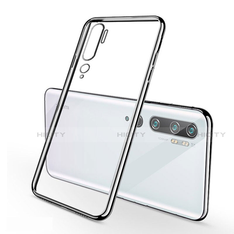 Custodia Silicone Trasparente Ultra Sottile Cover Morbida S01 per Xiaomi Mi Note 10 Pro Argento