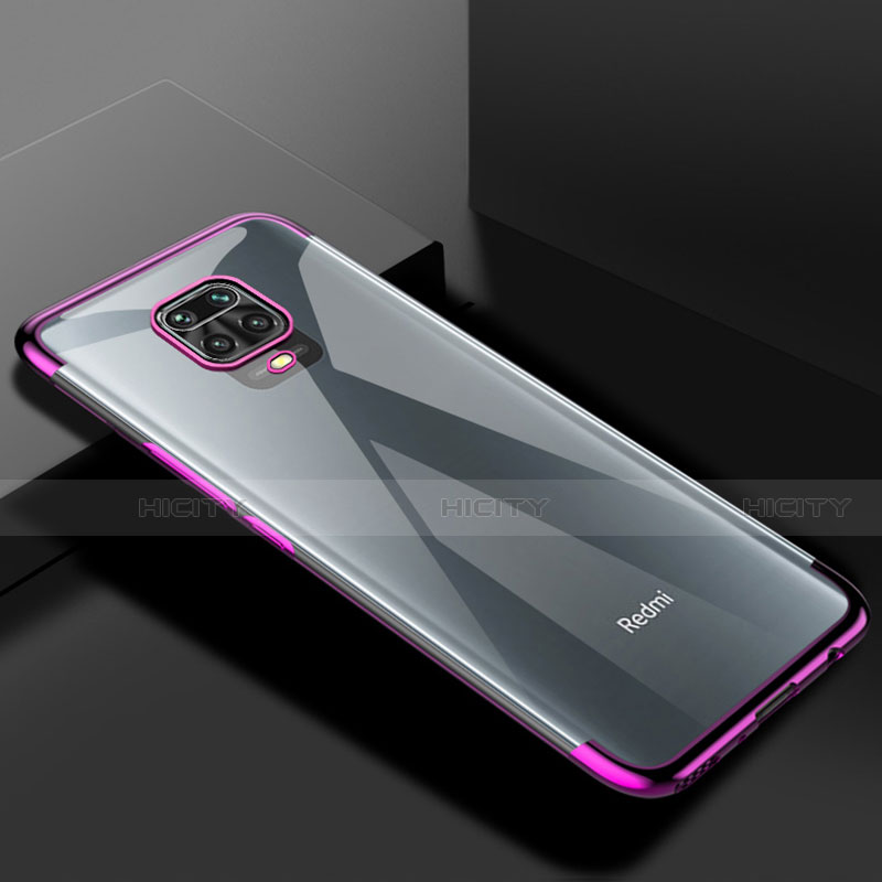 Custodia Silicone Trasparente Ultra Sottile Cover Morbida S01 per Xiaomi Redmi Note 9 Pro Viola