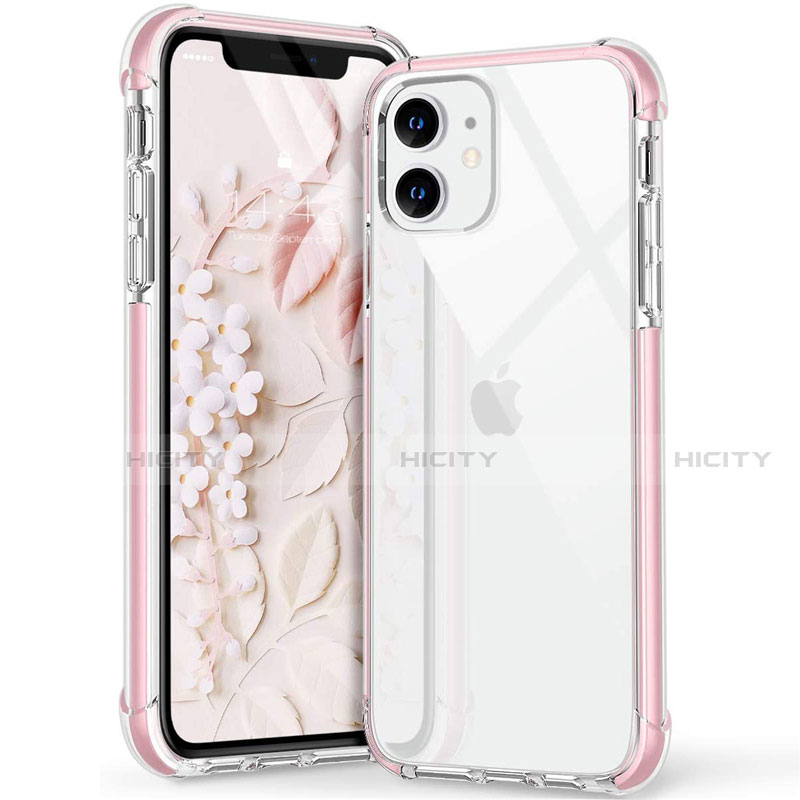 Custodia Silicone Trasparente Ultra Sottile Cover Morbida S02 per Apple iPhone 12 Rosa
