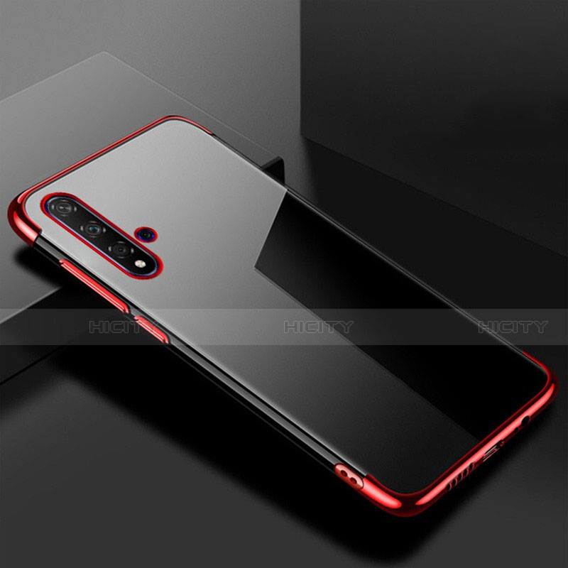 Custodia Silicone Trasparente Ultra Sottile Cover Morbida S02 per Huawei Honor 20 Rosso