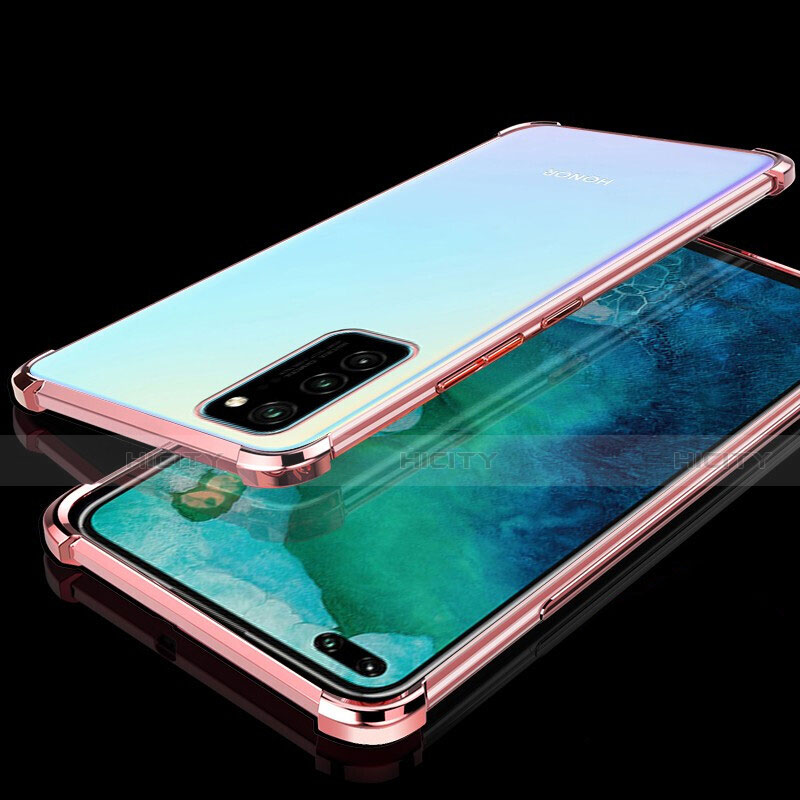 Custodia Silicone Trasparente Ultra Sottile Cover Morbida S02 per Huawei Honor View 30 5G Oro Rosa