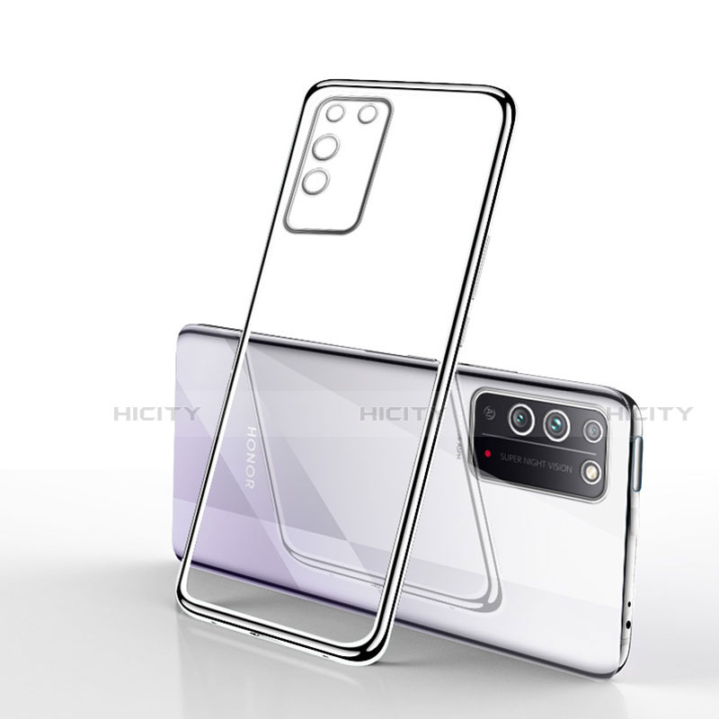 Custodia Silicone Trasparente Ultra Sottile Cover Morbida S02 per Huawei Honor X10 5G Argento