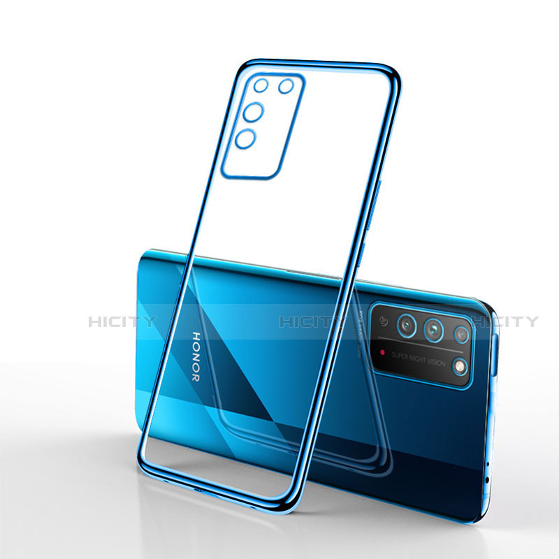 Custodia Silicone Trasparente Ultra Sottile Cover Morbida S02 per Huawei Honor X10 5G Blu