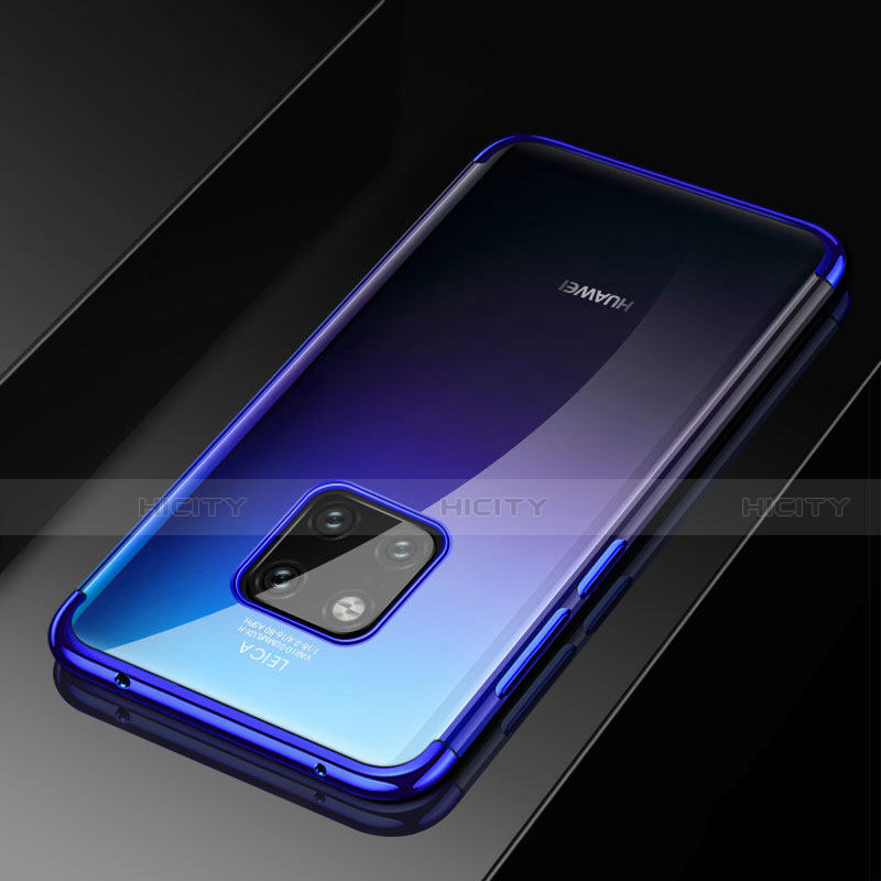 Custodia Silicone Trasparente Ultra Sottile Cover Morbida S02 per Huawei Mate 20 Pro Blu