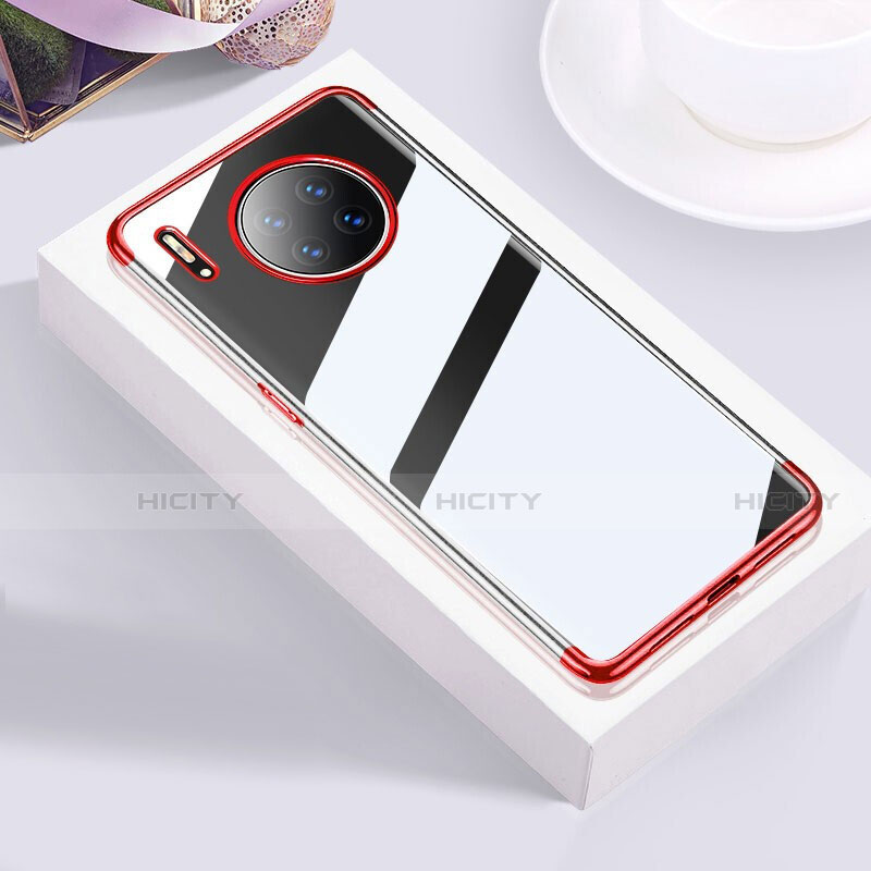 Custodia Silicone Trasparente Ultra Sottile Cover Morbida S02 per Huawei Mate 30 5G Rosso