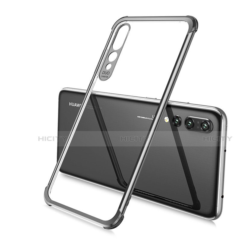 Custodia Silicone Trasparente Ultra Sottile Cover Morbida S02 per Huawei P20 Pro Nero