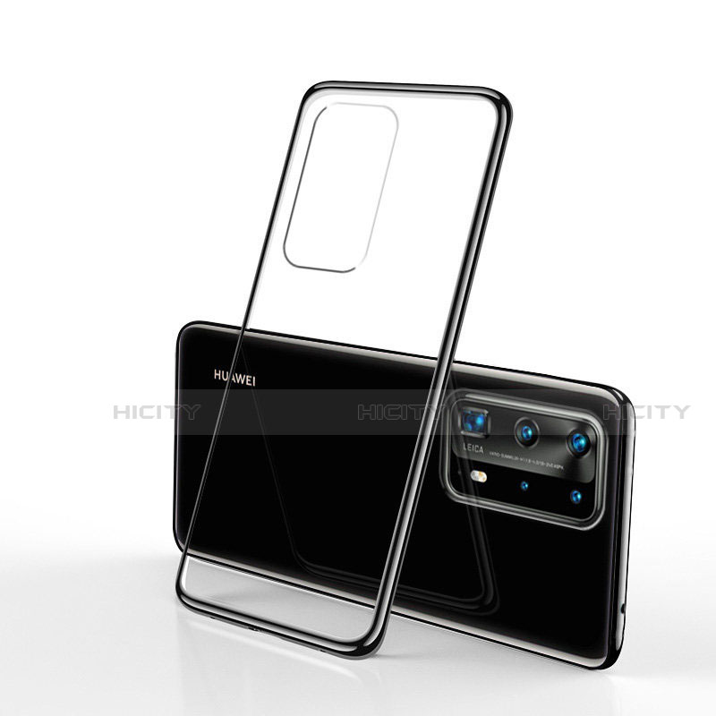 Custodia Silicone Trasparente Ultra Sottile Cover Morbida S02 per Huawei P40 Pro Nero