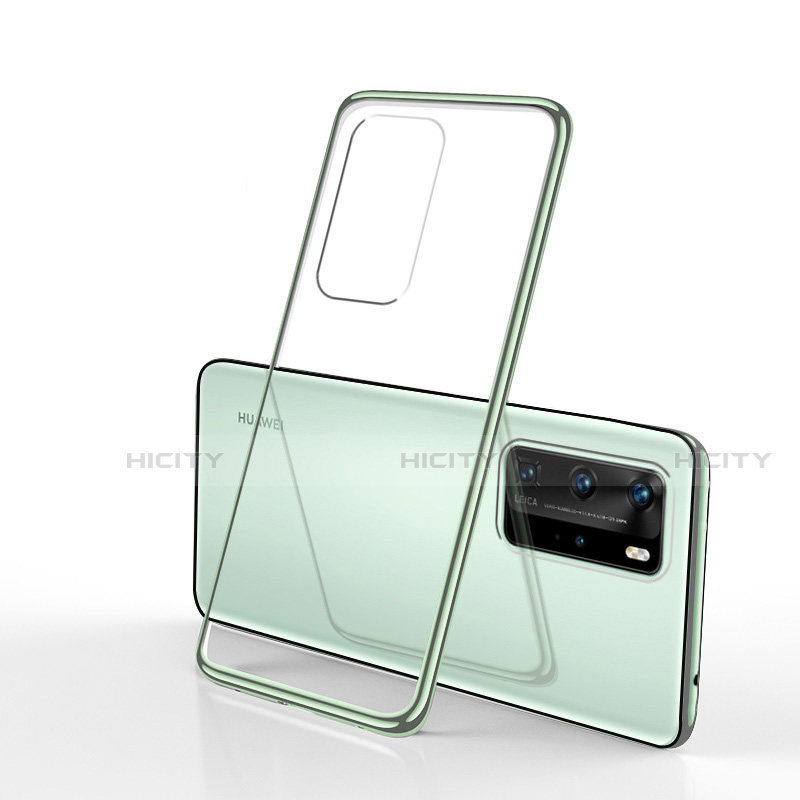 Custodia Silicone Trasparente Ultra Sottile Cover Morbida S02 per Huawei P40 Pro Verde
