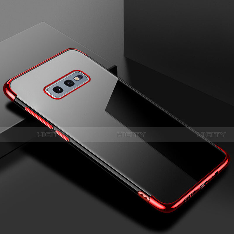 Custodia Silicone Trasparente Ultra Sottile Cover Morbida S02 per Samsung Galaxy S10e Rosso