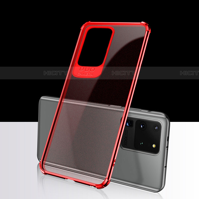 Custodia Silicone Trasparente Ultra Sottile Cover Morbida S02 per Samsung Galaxy S20 Ultra 5G Rosso