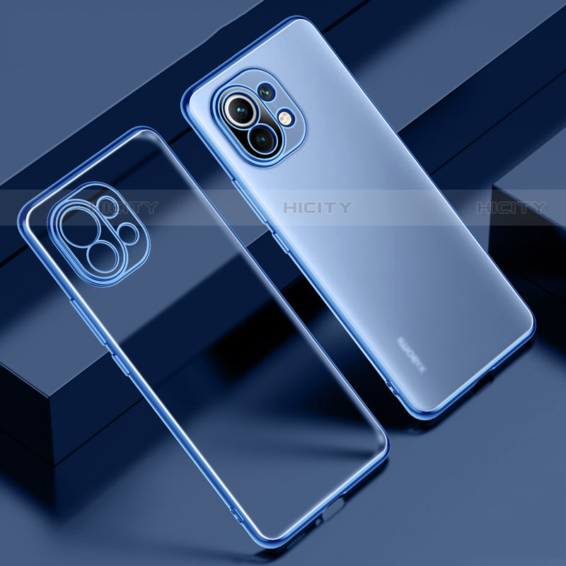 Custodia Silicone Trasparente Ultra Sottile Cover Morbida S02 per Xiaomi Mi 11 5G Blu