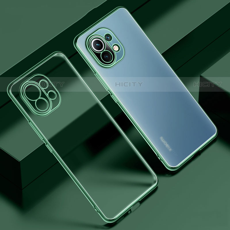 Custodia Silicone Trasparente Ultra Sottile Cover Morbida S02 per Xiaomi Mi 11 5G Verde