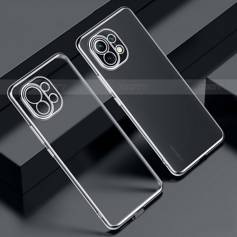 Custodia Silicone Trasparente Ultra Sottile Cover Morbida S02 per Xiaomi Mi 11 Lite 4G Nero
