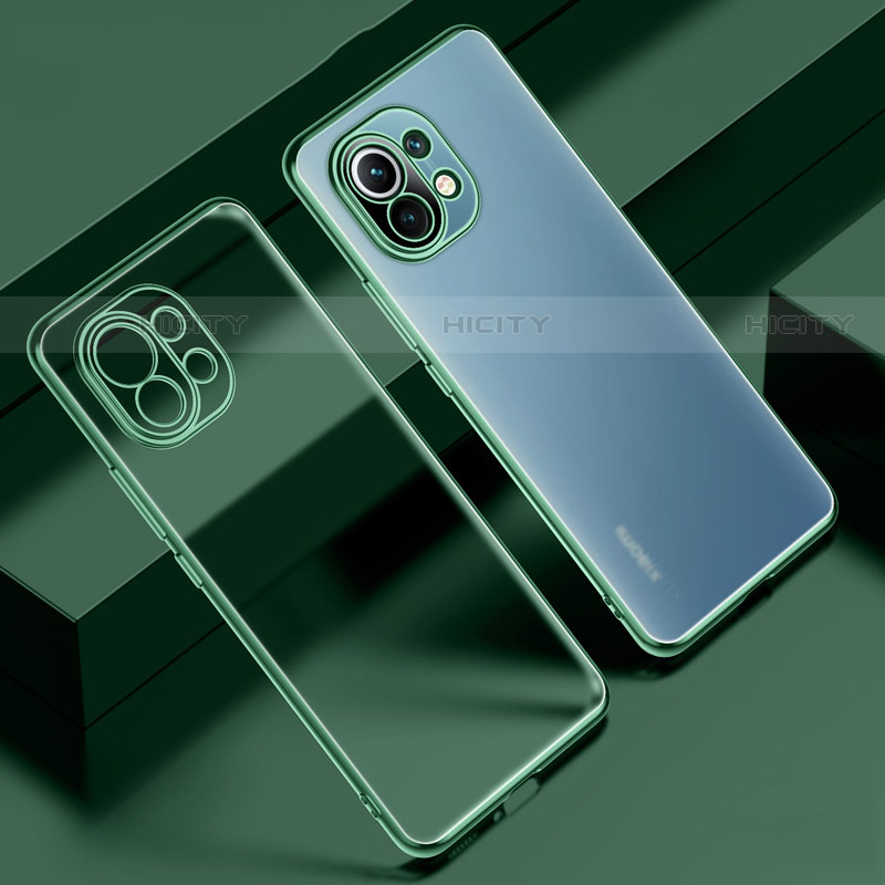 Custodia Silicone Trasparente Ultra Sottile Cover Morbida S02 per Xiaomi Mi 11 Lite 5G Verde