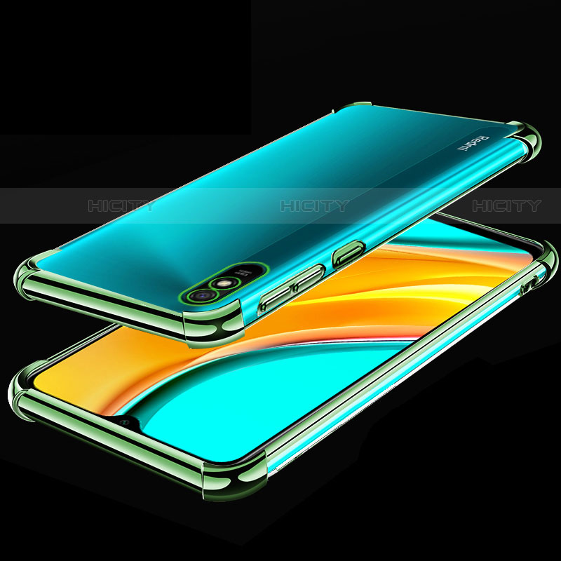 Custodia Silicone Trasparente Ultra Sottile Cover Morbida S02 per Xiaomi Redmi 9A Verde
