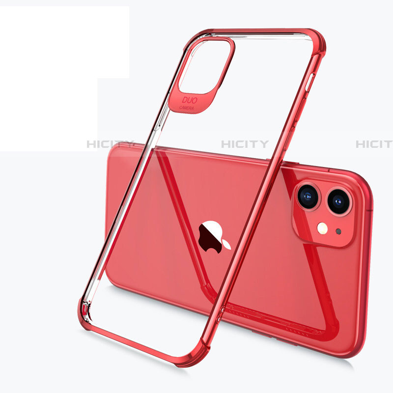 Custodia Silicone Trasparente Ultra Sottile Cover Morbida S03 per Apple iPhone 11 Rosso