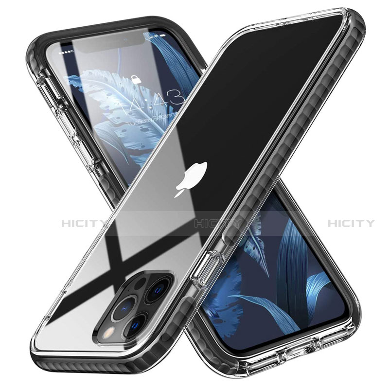 Custodia Silicone Trasparente Ultra Sottile Cover Morbida S03 per Apple iPhone 12 Pro Max Nero