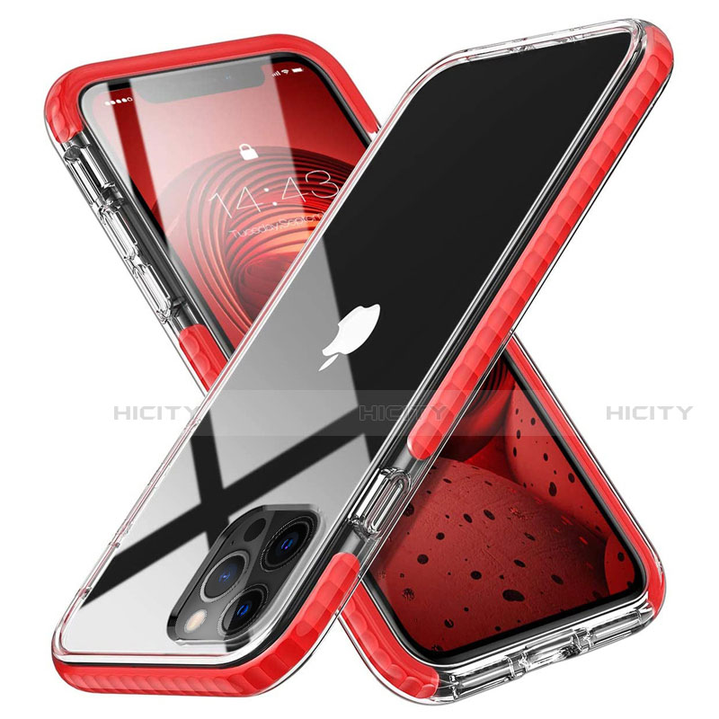 Custodia Silicone Trasparente Ultra Sottile Cover Morbida S03 per Apple iPhone 12 Pro Max Rosso