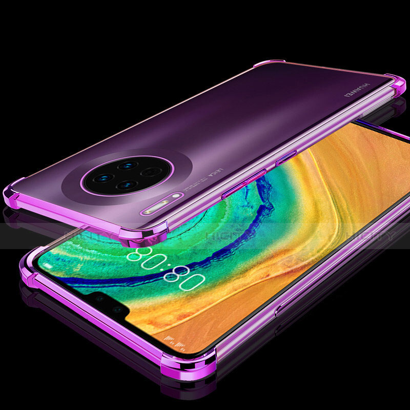 Custodia Silicone Trasparente Ultra Sottile Cover Morbida S03 per Huawei Mate 30 5G Viola