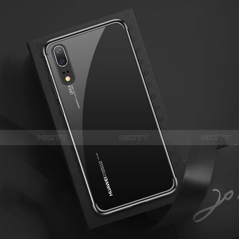 Custodia Silicone Trasparente Ultra Sottile Cover Morbida S03 per Huawei P20 Nero