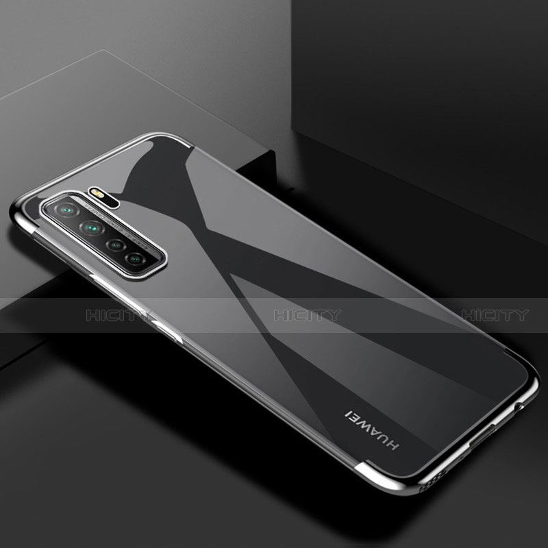 Custodia Silicone Trasparente Ultra Sottile Cover Morbida S03 per Huawei P40 Lite 5G Argento