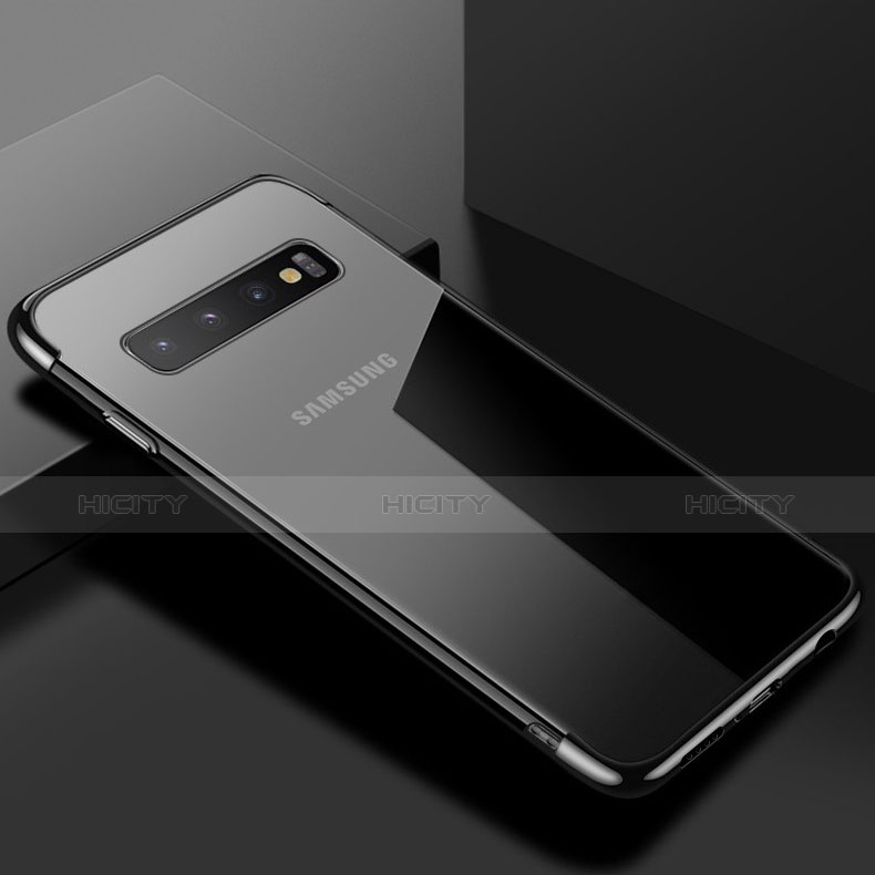 Custodia Silicone Trasparente Ultra Sottile Cover Morbida S03 per Samsung Galaxy S10 Plus Nero