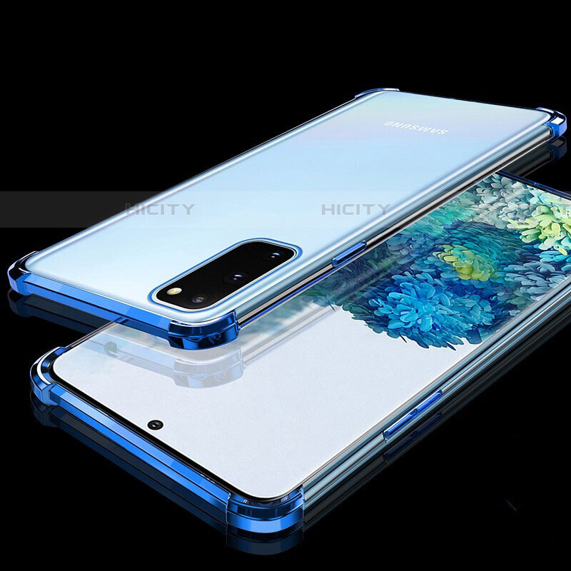 Custodia Silicone Trasparente Ultra Sottile Cover Morbida S03 per Samsung Galaxy S20 5G Blu