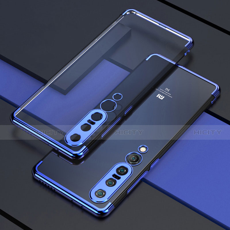 Custodia Silicone Trasparente Ultra Sottile Cover Morbida S03 per Xiaomi Mi 10 Pro Blu