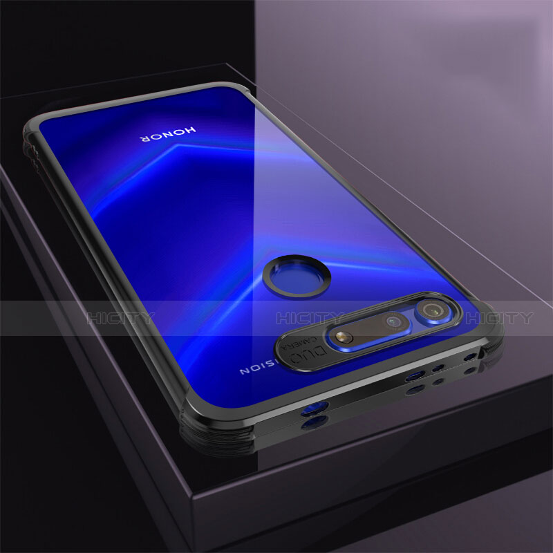 Custodia Silicone Trasparente Ultra Sottile Cover Morbida S04 per Huawei Honor View 20 Nero