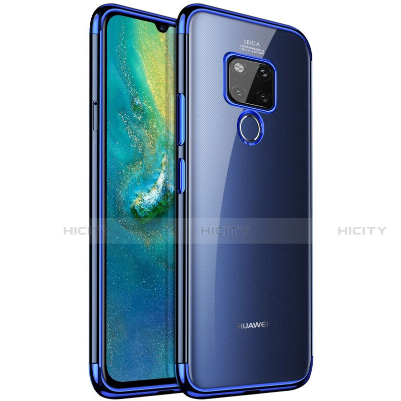 Custodia Silicone Trasparente Ultra Sottile Cover Morbida S04 per Huawei Mate 20 Blu