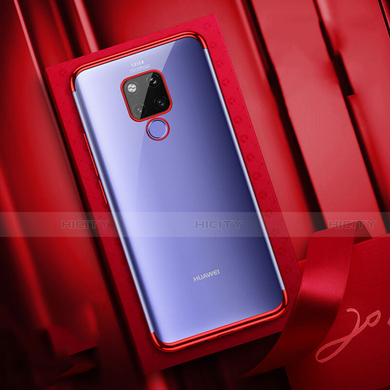 Custodia Silicone Trasparente Ultra Sottile Cover Morbida S04 per Huawei Mate 20 X 5G Rosso