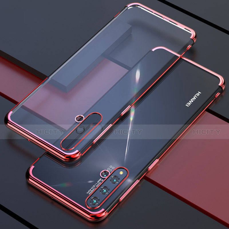 Custodia Silicone Trasparente Ultra Sottile Cover Morbida S04 per Huawei Nova 5 Pro Rosso