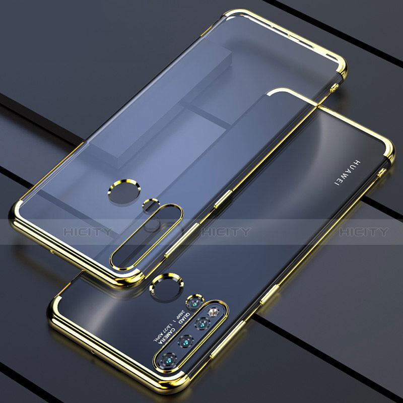 Custodia Silicone Trasparente Ultra Sottile Cover Morbida S04 per Huawei Nova 5i Oro