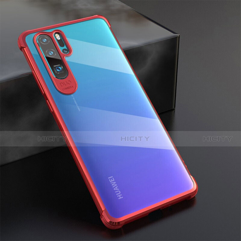 Custodia Silicone Trasparente Ultra Sottile Cover Morbida S04 per Huawei P30 Pro New Edition Rosso