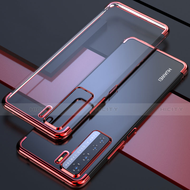 Custodia Silicone Trasparente Ultra Sottile Cover Morbida S04 per Huawei P40 Lite 5G Rosso